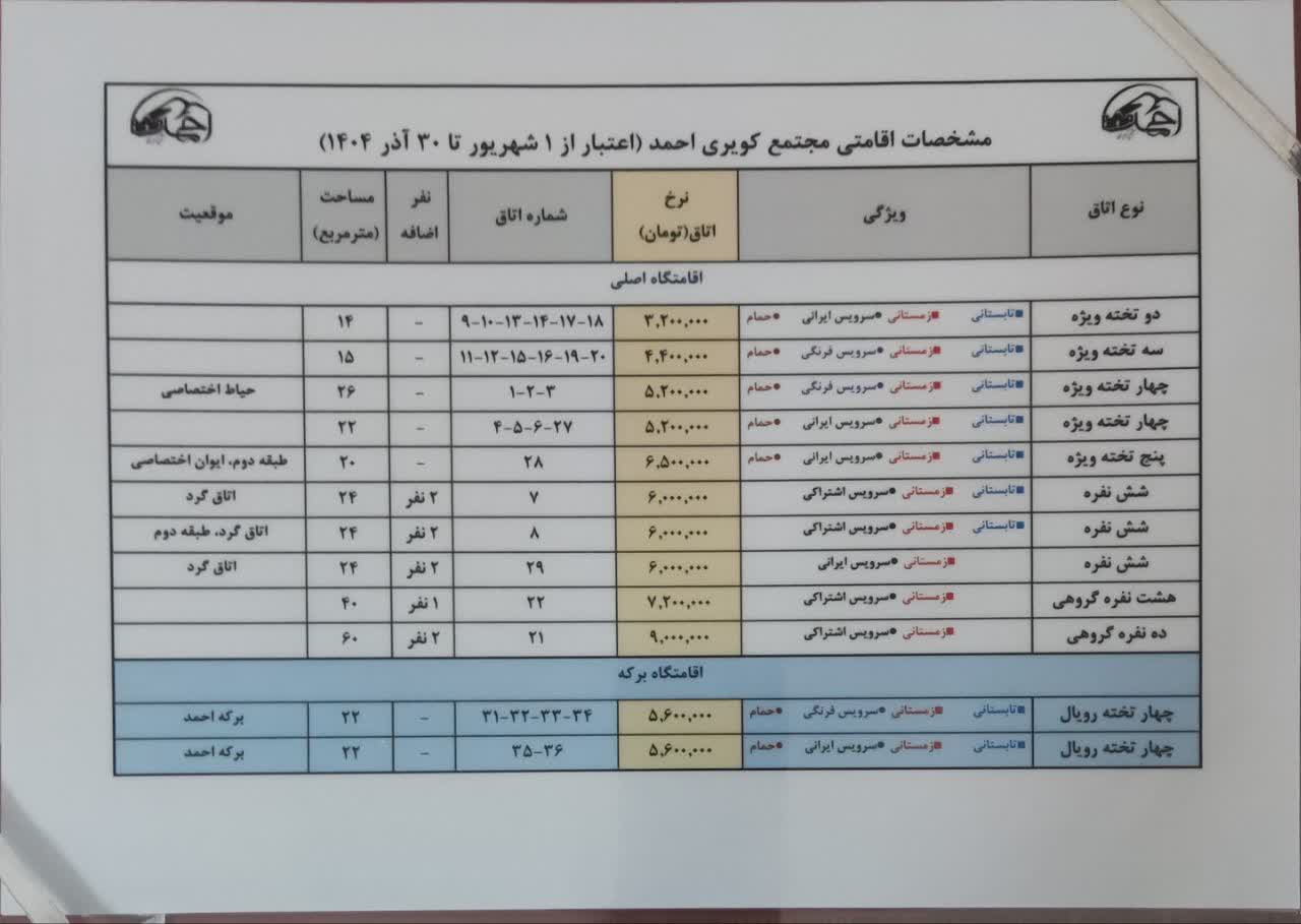 نرخنامه مهر ماه و آبان ماه 1404